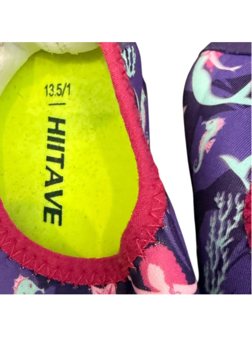 Hiitave Girls 13.5/1 Purple Mermaid Water Shoes Aqua Socks Beach Pool